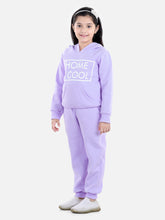 Girls Lavender Home S'Cool Printed Hooded Track Suit Set